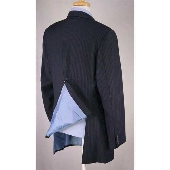 Hickey-Freeman Current Lindsey Navy Blue Pinstripe 2-Btn Suit Jacket Blazer 42L - Picture 7 of 9